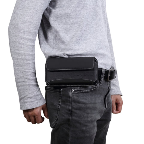 Custodia in pelle da uomo universale in tessuto Oxford portatile per cellulare, marsupio per smartphone Huawei Mate 20 X / 6,9 pollici o inferiori
