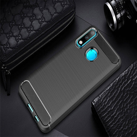 Custodia in TPU in fibra di carbonio con trama spazzolata per Huawei P30 Lite, Huawei P30 Lite