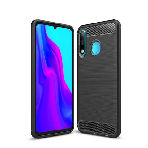 Custodia in TPU in fibra di carbonio con trama spazzolata per Huawei P30 Lite, Huawei P30 Lite