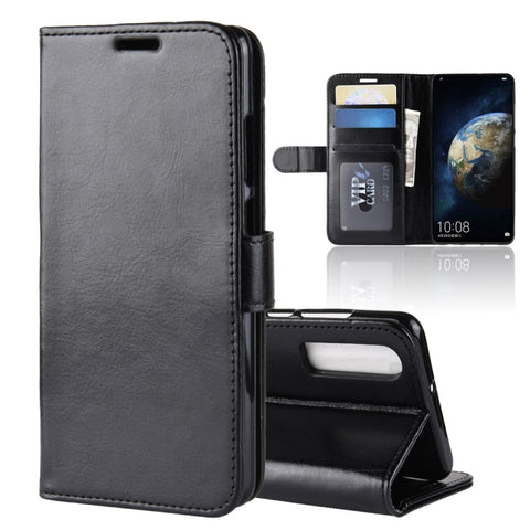 Custodia in pelle con chiusura orizzontale a piega singola texture R64 per Huawei P30, con supporto, slot per carte e portafoglio, For Huawei P30