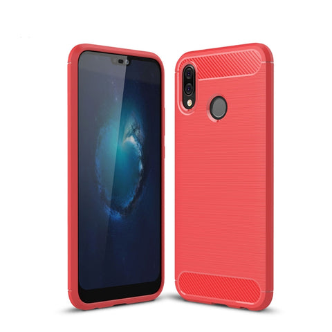 Per Huawei P20 Lite Custodia protettiva posteriore protettiva in TPU antiurto in fibra di carbonio con texture spazzolata, Huawei P20 Lite