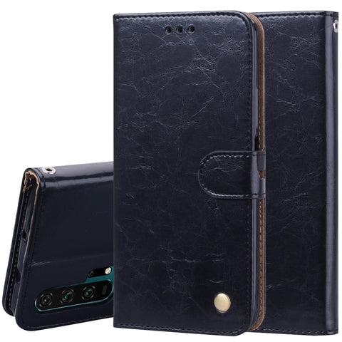 Étui en peau de vibration orizzontale avec texture en céramique d'olio style business pour Huawei Honor 20 Pro, avec support, emplacement pour carte et portafoglio, pour Huawei Honor 20 Pro