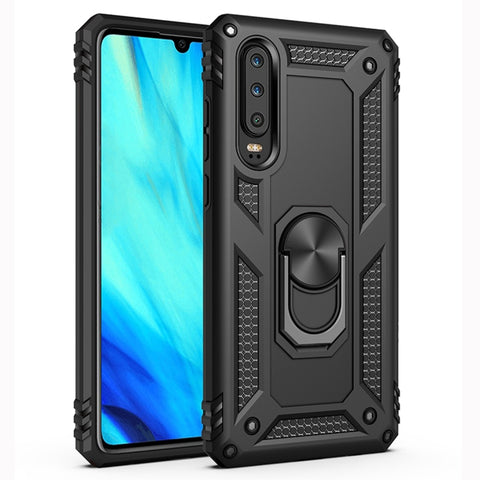 Custodia protettiva Armor antiurto in TPU + PC per Huawei P30, con supporto per rotazione di 360 gradi, For Huawei P30