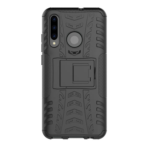 Custodia antiurto in TPU+PC con texture pneumatici per Huawei P Smart+ 2019, con supporto, For Huawei P Smart+ 2019