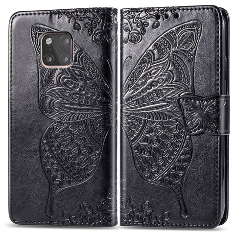 Custodia in pelle con chiusura orizzontale con stampa Butterfly Love Flowers per Huawei Mate 20 Pro, con supporto, slot per carte e portafoglio, For Huawei Mate 20 Pro