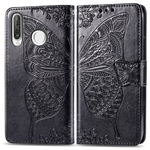 Custodia in Pelle Flip Orizzontale con Stampa Farfalla e Fiori d'Amore per Huawei P30 Lite / Nova 4e, con Supporto, Slot per Carte, Portafoglio e Cordino, For Huawei P30 Lite / Nova 4e