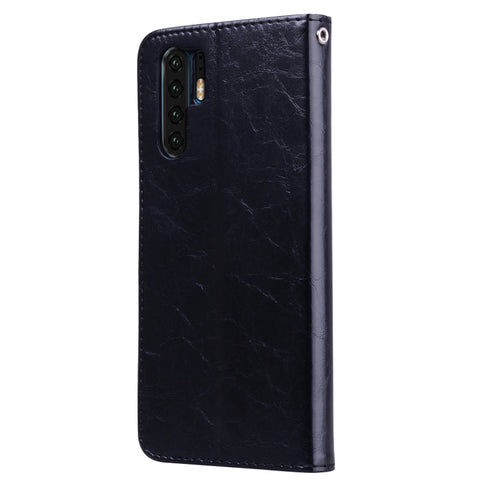 Custodia in pelle a vibrazione orizzontale con texture a cera d'olio stile business per Huawei P30 Pro, con supporto, slot per carte e portafoglio, For Huawei P30 Pro
