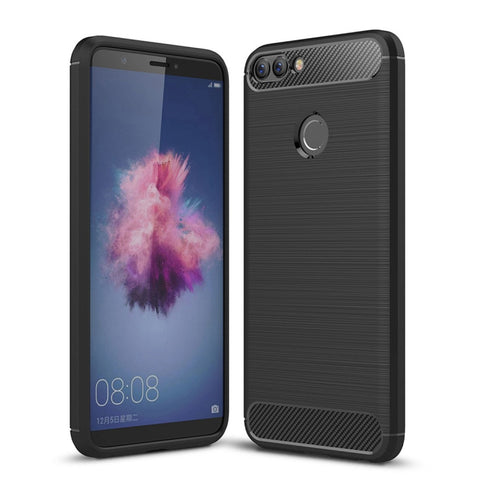 Per Huawei P smart / Enjoy 7S Custodia protettiva posteriore protettiva in TPU antiurto in fibra di carbonio con struttura spazzolata, For Huawei P smart / Enjoy 7S, For P smart / Enjoy 7S, Huawei P smart / Enjoy 7S