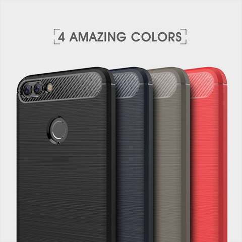 Per Huawei P smart / Enjoy 7S Custodia protettiva posteriore protettiva in TPU antiurto in fibra di carbonio con struttura spazzolata, For Huawei P smart / Enjoy 7S, For P smart / Enjoy 7S, Huawei P smart / Enjoy 7S