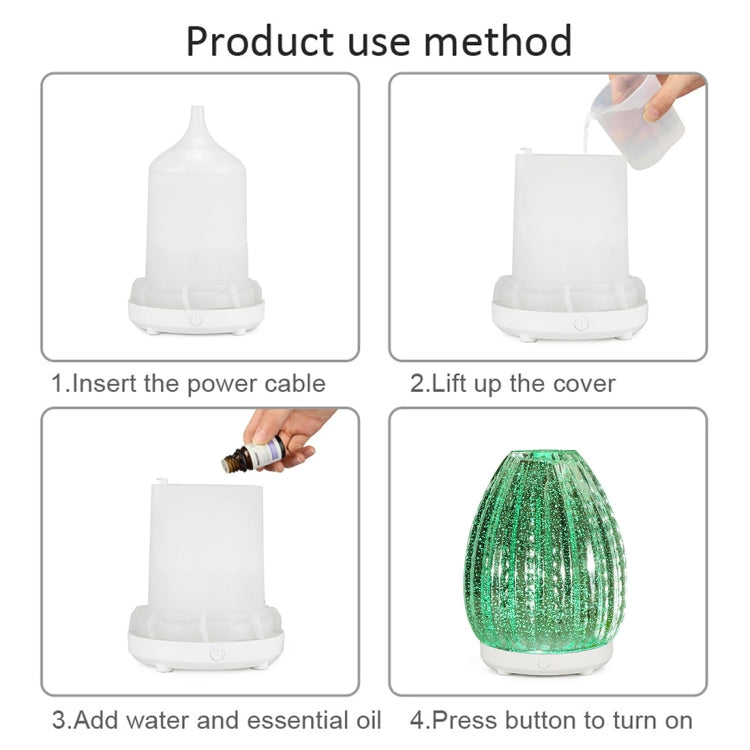 Spruzzatore automatico di alcol con umidificatore in vetro 3D a forma di vaso creativo da 100 ml con lampada a LED colorata, 3D Glass Humidifier
