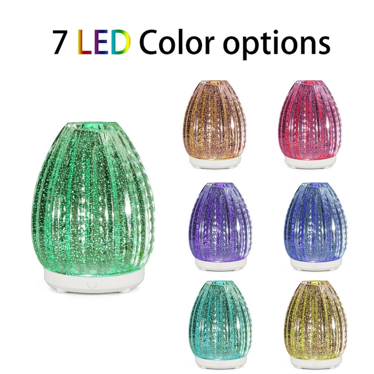 Spruzzatore automatico di alcol con umidificatore in vetro 3D a forma di vaso creativo da 100 ml con lampada a LED colorata, 3D Glass Humidifier