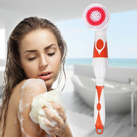 Spazzola per la pulizia del bagno elettrica impermeabile multifunzione Spazzola per massaggio a manico lungo, con 4 testine