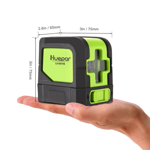 Livello laser verde a 2 linee 9011G 1V1H 15 mW per pareti e pavimenti
