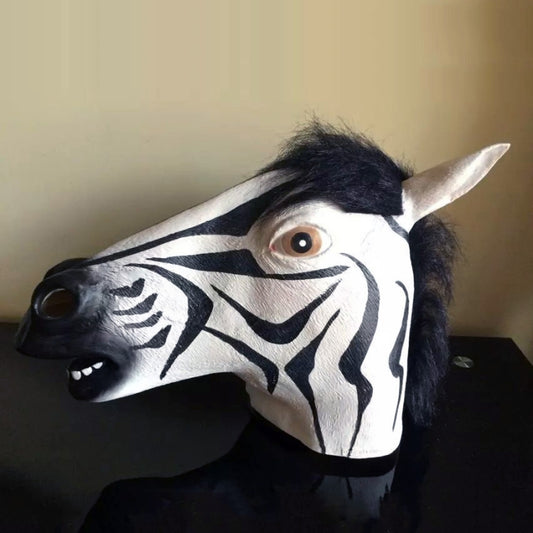 Popolare bella maschera di Halloween mascherata emulsione testa di cavallo maschera zebrata per uomini e donne, Zebra