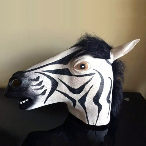Populaire beau masque d'Halloween masque émulsionné test de cheval masque zébré pour femmes et femmes, Zebra