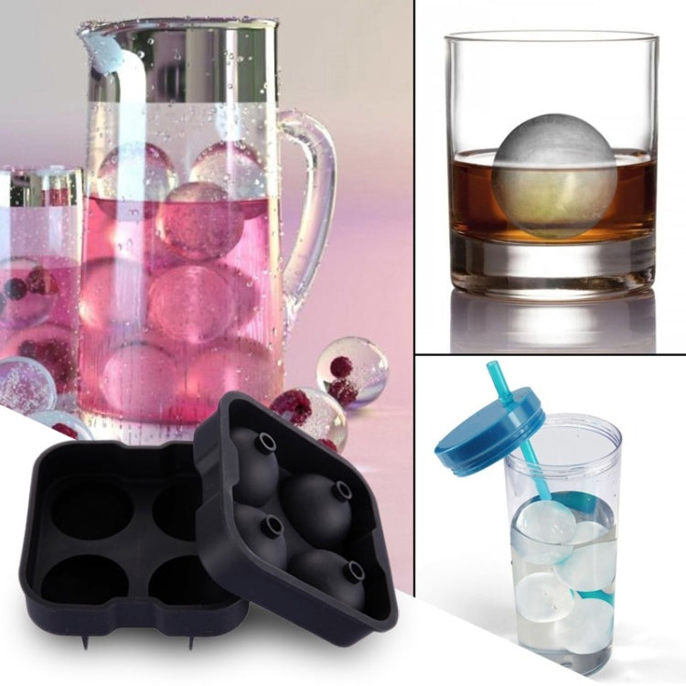 Ball Shape 4-Grid Silicone Ice Cube Mold for Perfect Drinks