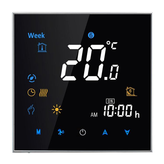 bht-3001-termostato-ambiente-per-riscaldamento-digitale-con-carico-16a-tipo-lcd-con-sensore-display-orologio-temperatura-ora-settimana-calore-ecc-bht-3001-16a-black-bht-3001-16a-white - immagine 1