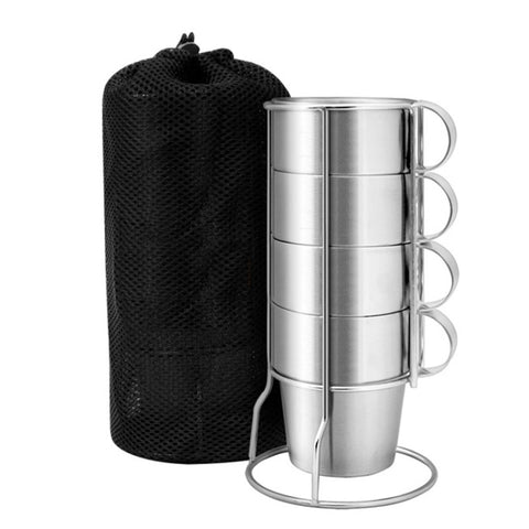Tazze da picnic portatili da esterno Tazze da quattro pezzi in acciaio inossidabile Tazze da tè anti-calde, Coffee Cup