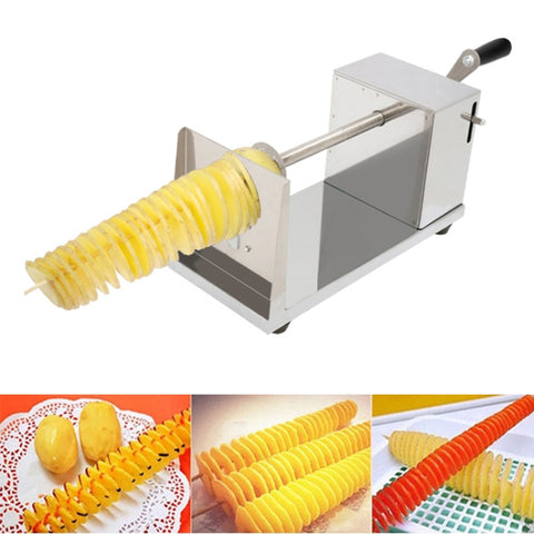 Taglierina Manuale in Acciaio Inossidabile per Patatine Fritte a Spirale – Affettatrice Twister Tornado Tower