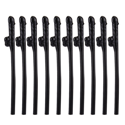 10 cannucce Dicky da soseggiare, longueur : environ 19 cm, Dicky Sipping Straw (Noir)