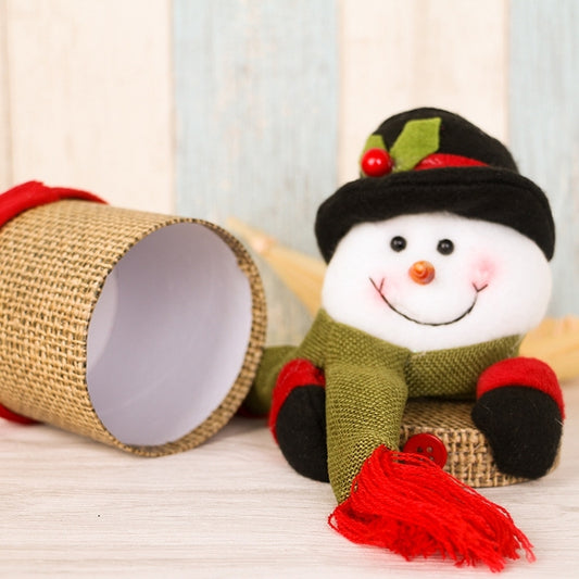 confezione-regalo-in-lino-con-decorazioni-natalizie-simpatico-barattolo-di-caramelle-con-pupazzo-di-neve-dimensioni-25-10-cm-snowman-shape - immagine 1