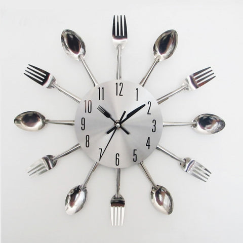 Orologio da parete al quarzo con coltello e forchetta in acciaio inossidabile, cucina creativa, soggiorno, cucina