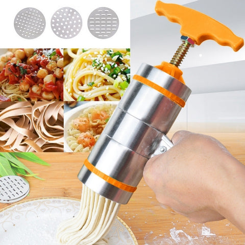 Machine à nouilles avec impugnatura manuelle en acciaio inossidabile di piccole dimensioni a 3 stampi per uso domestico, 3 moules