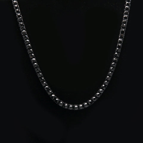 Collana a catena in lega intarsiata di cristallo a fila singola punk hip-hop da uomo, dimensioni: 24 pollici, Size: 24 pollici