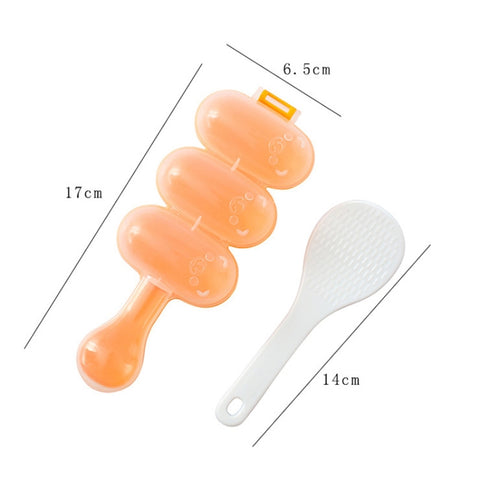 Tampon pour shaker pour palettes de riz pour sushi à usage alimentaire en style carino avec cuillères pour enfants, consegna a colori casuale, forme de cuillère
