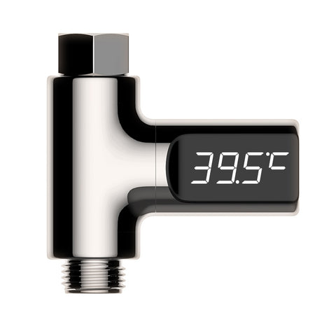 BD-LS-01 Termometro per acqua passivo con display a LED ruotabile a 360 gradi per la doccia per bambini, Placcatura, Bianco