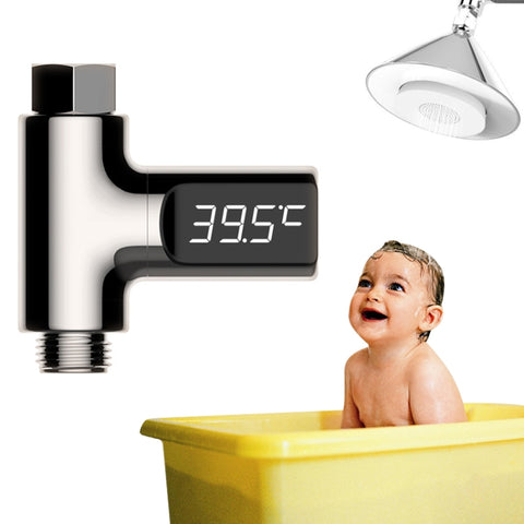 BD-LS-01 Termometro per acqua passivo con display a LED ruotabile a 360 gradi per la doccia per bambini, Placcatura, Bianco