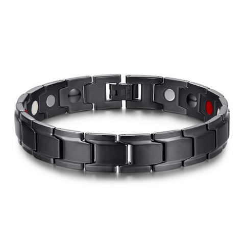 Gioielli da uomo in stile europeo e americano in acciaio inossidabile + braccialetto magnetico per la salute placcato nero, dimensioni: 12 mm * 22 cm (nero), misura: 12mm*22cm (nero)