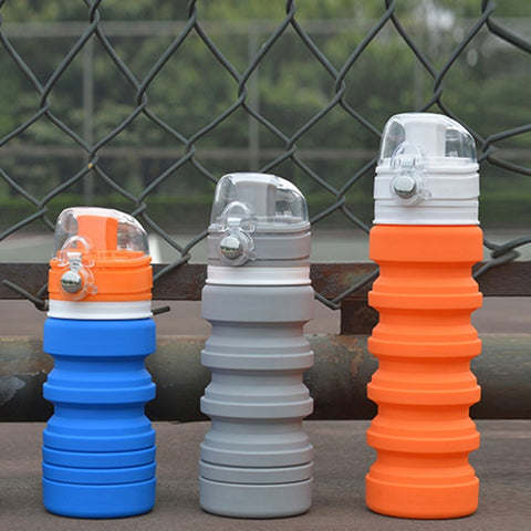 Borraccia sportiva avec tasse télescopique en silicone pour voyage de 500 ml