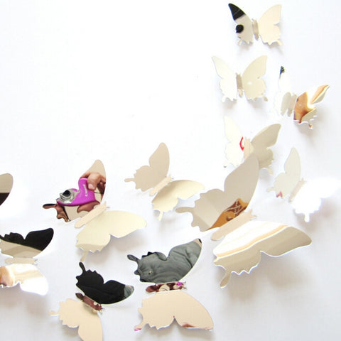 Decorazioni Murali 3D a Specchio - Set di 36 Farfalle Adesive per la