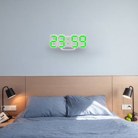 Grande sveglia digitale da parete LED 3D multifunzione con funzione snooze, display 12/24 ore per casa, cucina, ufficio, DC 5V, certificata CE, White Body Green Characters, White Body Blue Characters, White Body Red Characters, White Body White Characters