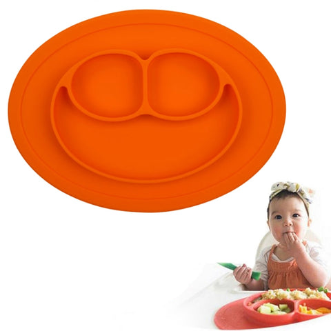 Tovaglietta a ventosa rotonda en silicone monopezzo Smile Style pour bambini, piatto e ciotola incorporati
