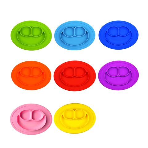 Tovaglietta a ventosa rotonda en silicone monopezzo Smile Style pour bambini, piatto e ciotola incorporati