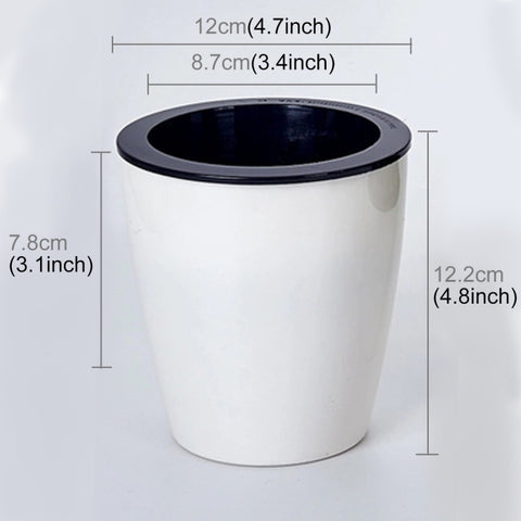 Vasi da fiori pigri Plante en vaso idroponiche ad assorbimento automatique dell'acqua Vasi da fiori en plastica circolare in resina Fioriera autoirrigante con design a doppio strato, Diamètre: 12 cm, Hauteur: 12,2 cm, Diamètre: 12 cm, Hauteur: 12,2 cm