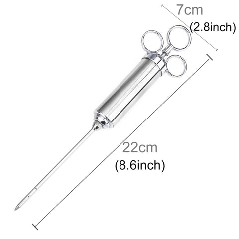 Strumenti di cottura per iniettore di carne di tacchino per condimento a doppio ago siringa in acciaio inossidabile da 60 ml, Stainless Steel Marinade Injector