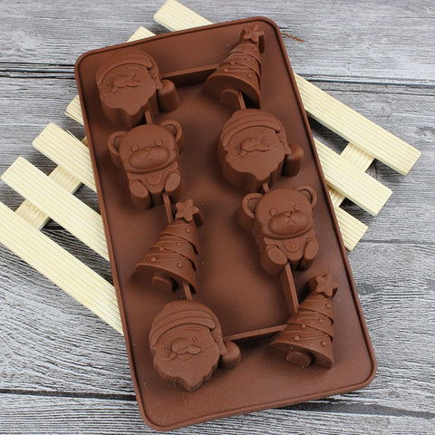 2 pièces d'albero di Natale Babbo Natale cioccolato dessert pasticceria cucina cottura stampo en silicone pour reticolo di ghiaccio, Père Noël