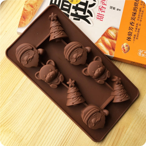 2 pièces d'albero di Natale Babbo Natale cioccolato dessert pasticceria cucina cottura stampo en silicone pour reticolo di ghiaccio, Père Noël