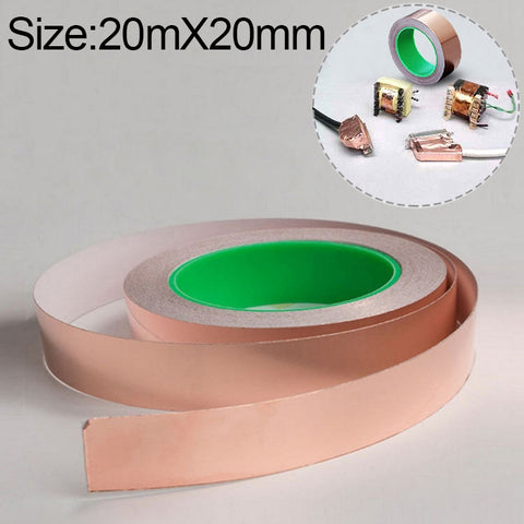 Nastro per mascheratura del segnale in nastro conduttivo in lamina di rame biadesivo in rame puro, dimensioni: 20 m x 20 mm, Size: 20m x 20mm