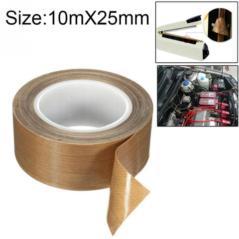 Nastro isolante termico per macchina sigillante con nastro in tessuto resistente alle alte temperature in Teflon, dimensioni: 10 m x 25 mm, Size: 10m x 25mm