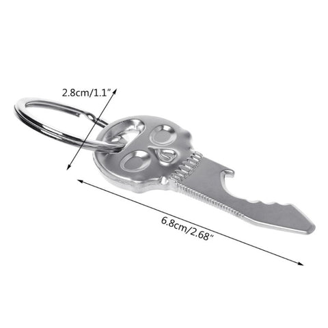 Ciondolo portachiavi pour auto avec abribottiglie multifunzione en forme de teschio de 5 pièces, dimensions: 6,8x2,8 cm, forme de crâne
