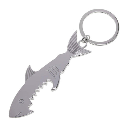 Ciondolo chiave per auto con apribottiglie multifunzione squalo da 5 pezzi, dimensions: 13,5x3 cm, forme de requin