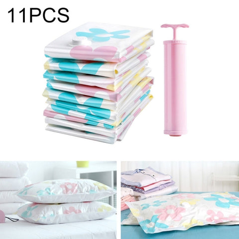 11 pezzi di sacchetti sottovuoto salvaspazio con motivo girasoli, sacchetti sottovuoto per indumenti Thinken Quilts con pompa a mano, inclusi: 3 pezzi 80*100 cm, 2 pezzi 60*80 cm, 3 pezzi 50*70 cm, 2 pezzi 40*60cm, 11 PCS Storage Bag