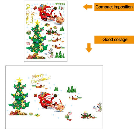 Décoration de Noël amovible avec adhésif de pare-chocs pour porte en verre pour la décoration de Babbo Natale avec fente pour l'arbre de Noël, traîneau d'arbre de Noël