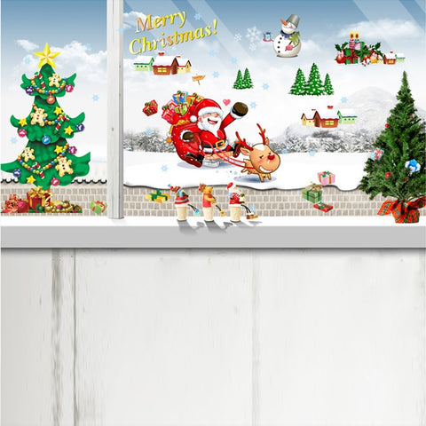 Décoration de Noël amovible avec adhésif de pare-chocs pour porte en verre pour la décoration de Babbo Natale avec fente pour l'arbre de Noël, traîneau d'arbre de Noël