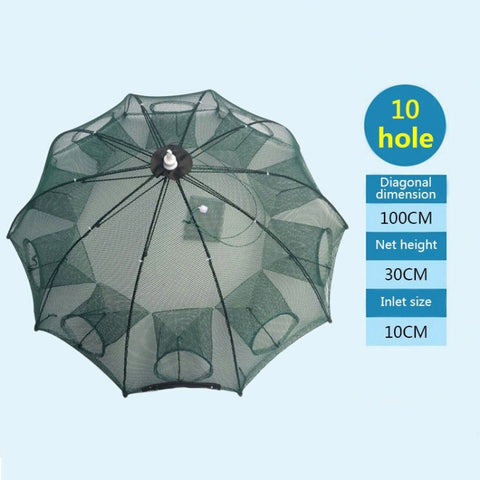 Rete da Pesca Pieghevole Automatizzata con 10 Fori in Nylon per