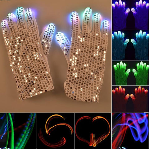 1 paio di guanti luminosi con paillettes Guanti con flash LED Forniture per danza e feste Halloween, Natale e altri accessori per festival, Sequins Glowing Gloves